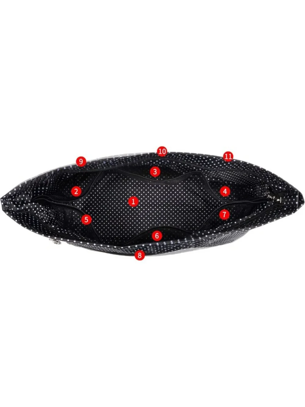 Stylish Tote Handbag Organizer Insert with Zipper Closure, 11 Pockets